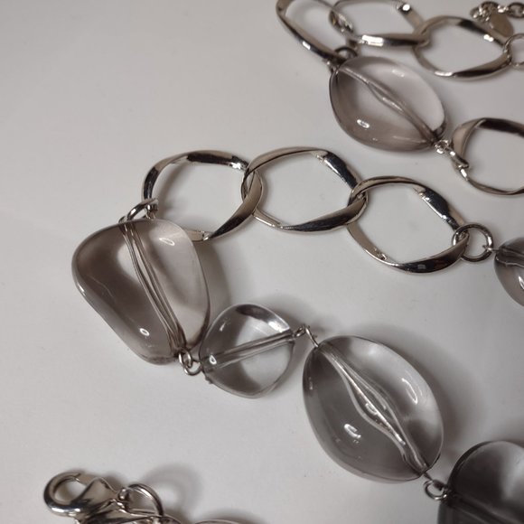 Long 41 Inch Dell'Olio Necklace With Large Clear Plastic Beads - Picture 5 of 12